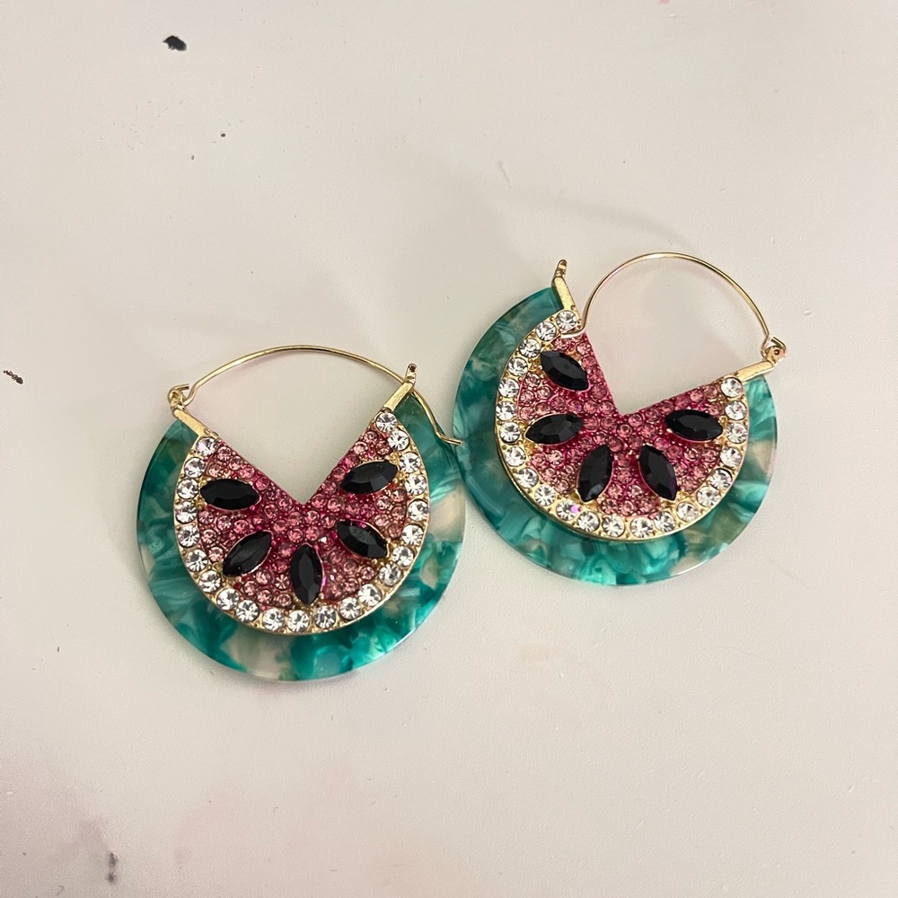 Betsey Johnson Watermelon hoop earrings 🍉